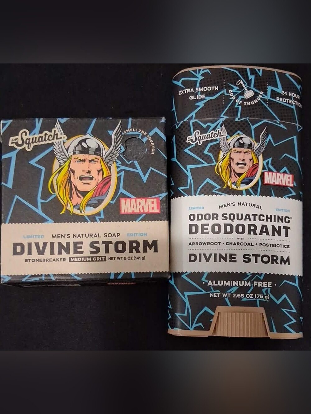 New Marvel x Dr. Squatch Divine Storm Soap & Deodorant Set - Blue/Black